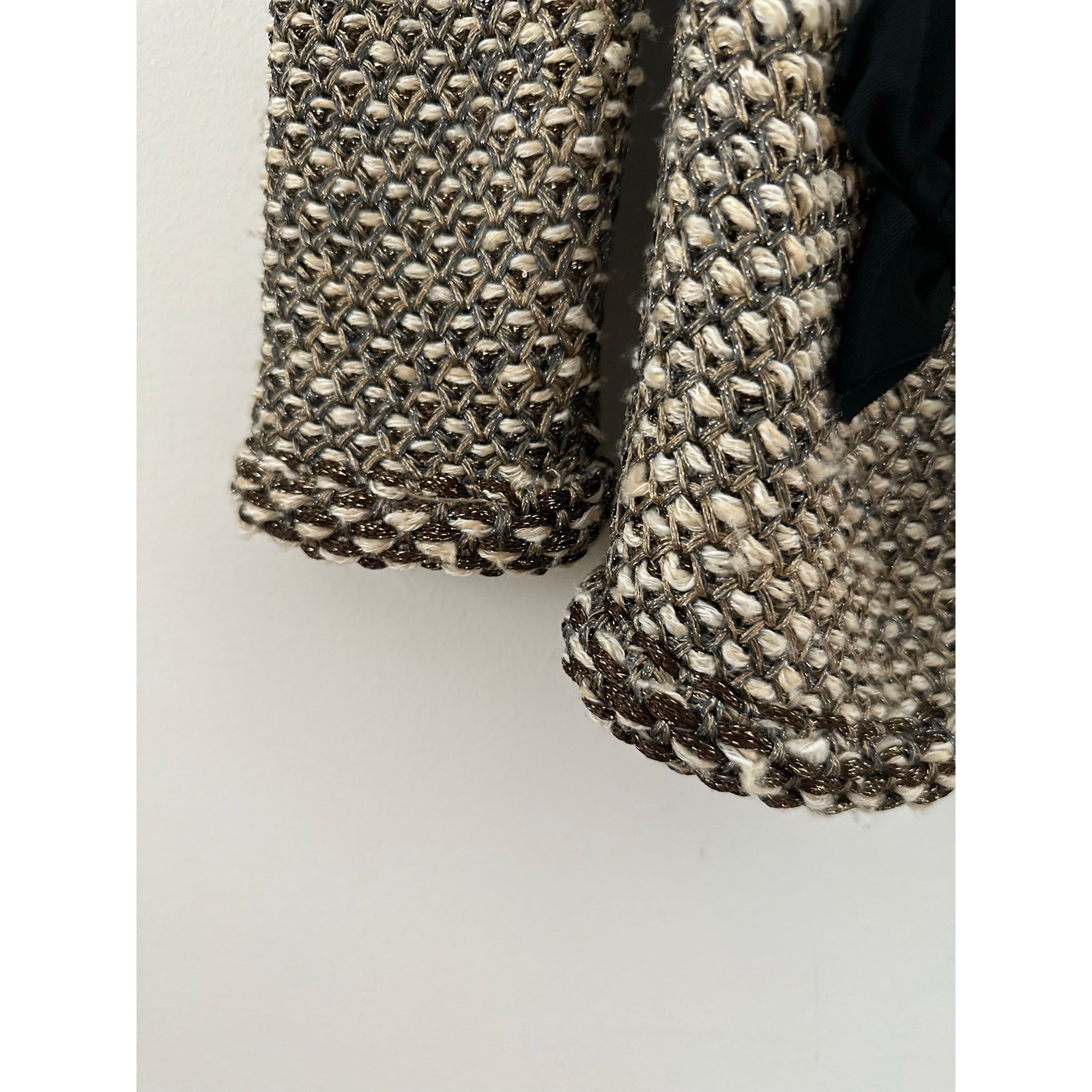 Lanvin Evening Lurex Cardigan Women's Large Brown Metallic V-Neck Grosgrain Bow — image 6 of 8